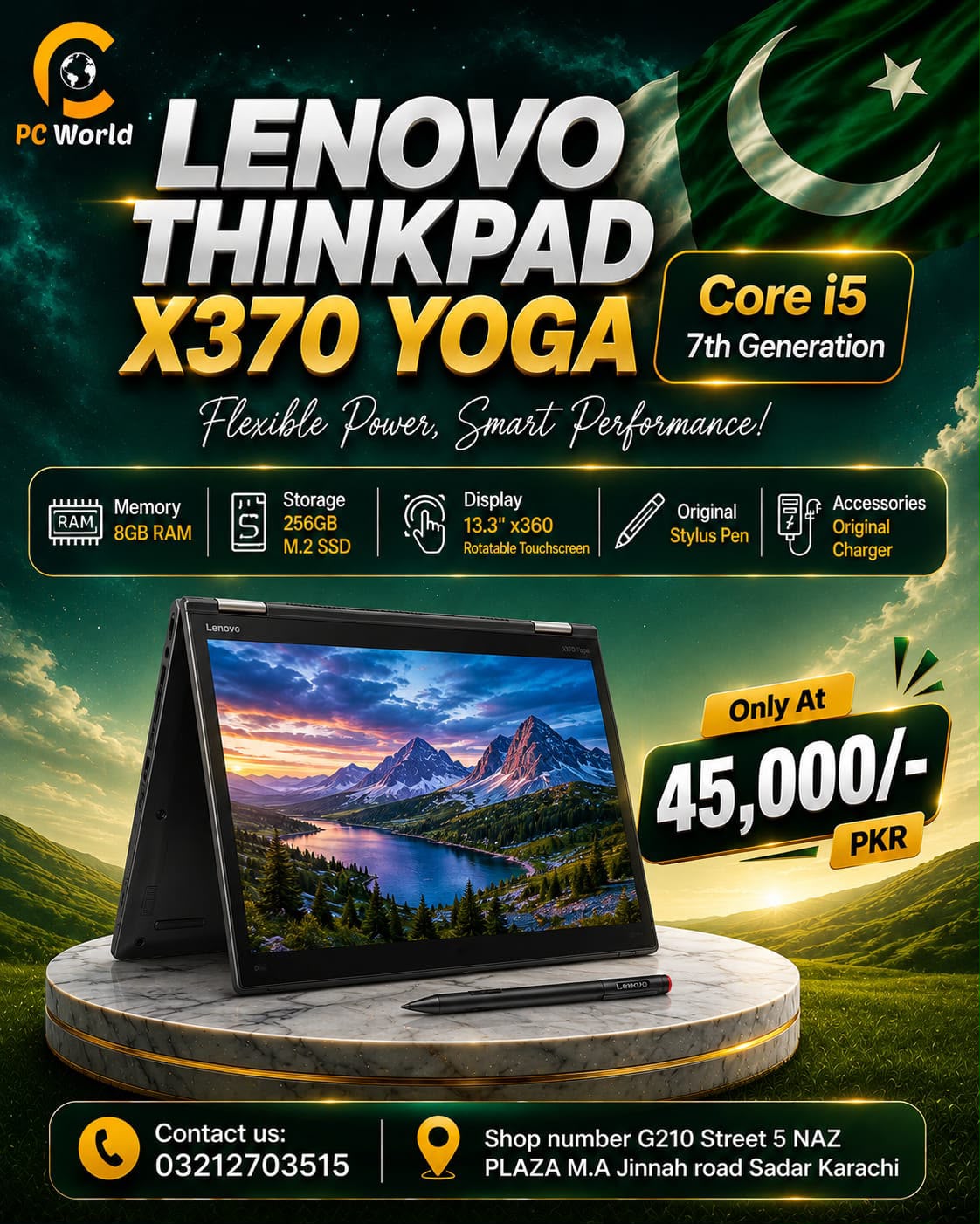Lenovo ThinkPad X370 Yoga – Core i5 7th Generation