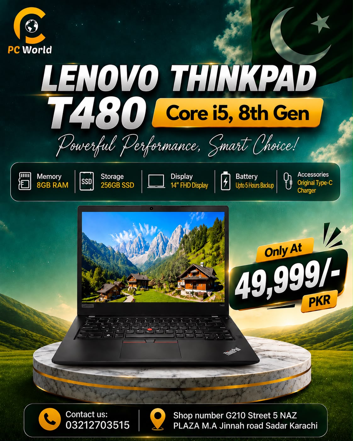 Lenovo ThinkPad T480 – Core i5 8th Generation